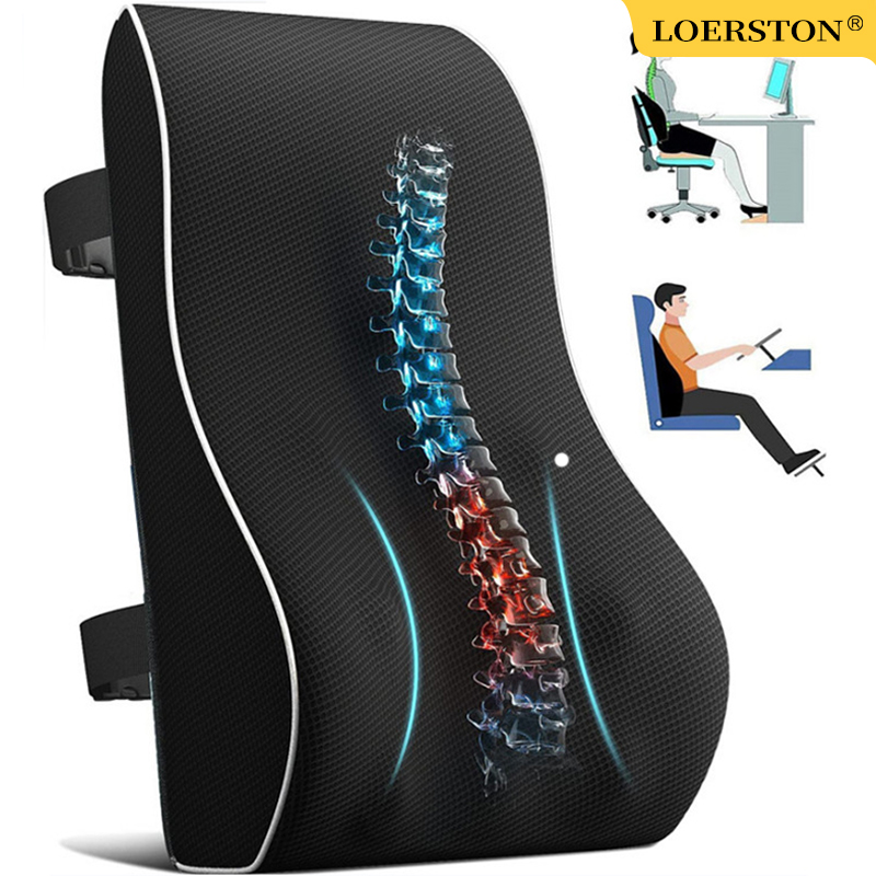 Memory Foam Car Neck Pillow Lumbar Support - Car Seat Cushion/Waist Office Chair Back