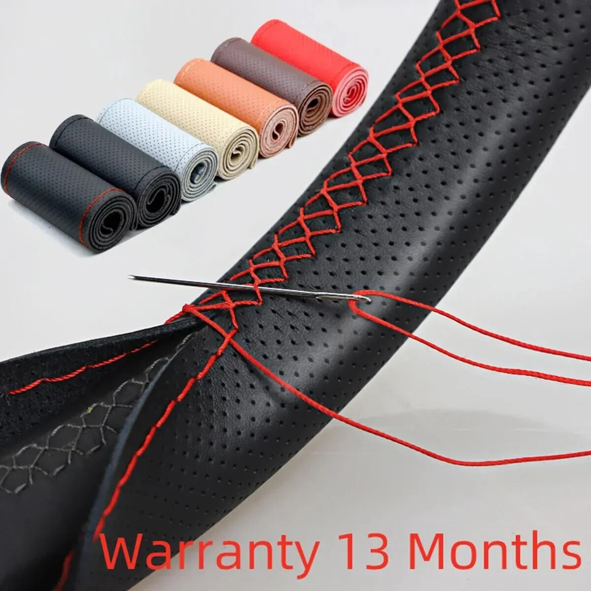 Car Steering Wheel Cover Anti Slip Breathable - Universal Leather Car Steering Wheel Stitch