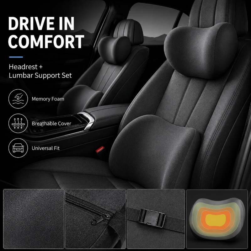 Car Headrest Neck Pillow and L - Memory Foam Car Neck Pillow Lumbar Support 评论和价格