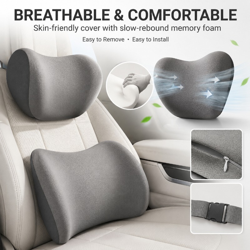 Car Headrest Neck Pillow and L - Memory Foam Car Neck Pillow Lumbar Support 评论和价格