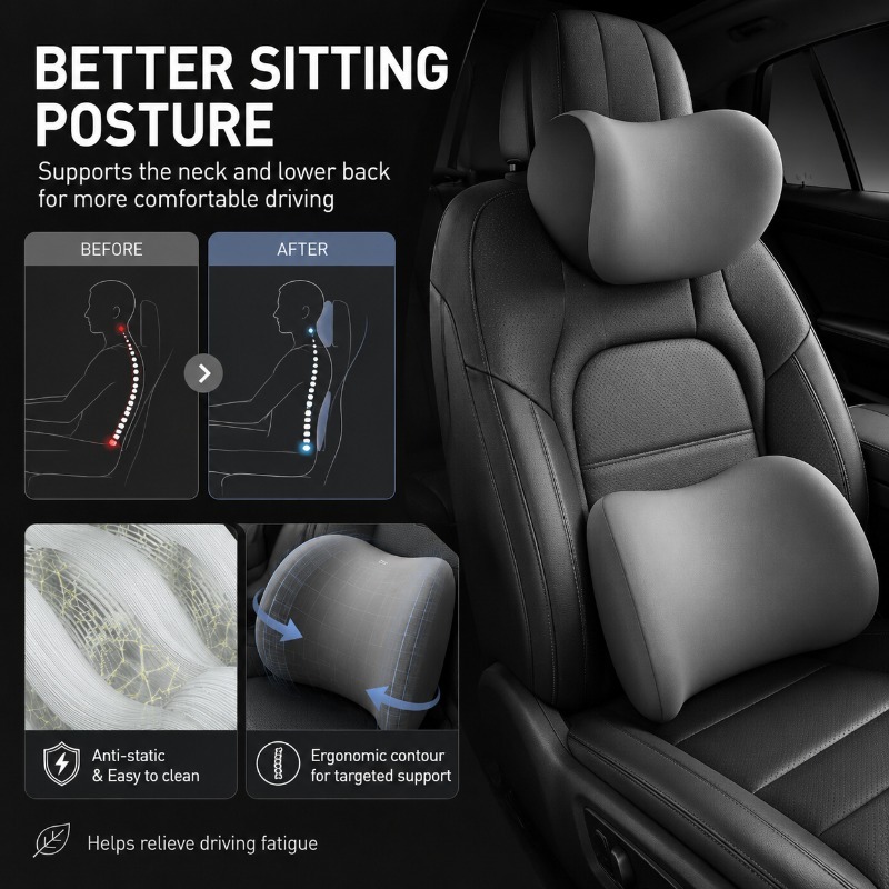 Car Headrest Neck Pillow and L - Memory Foam Car Neck Pillow Lumbar Support 评论和价格