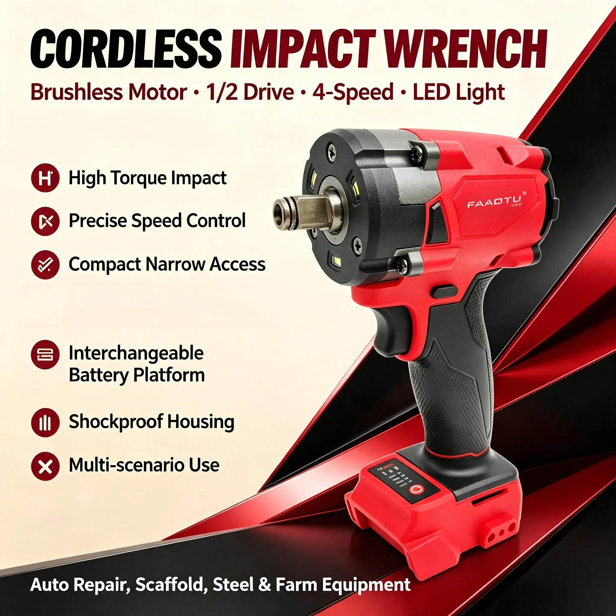 FAAOTU 18V Brushless Cordless  - Auto Repair Tools 评论和价格
