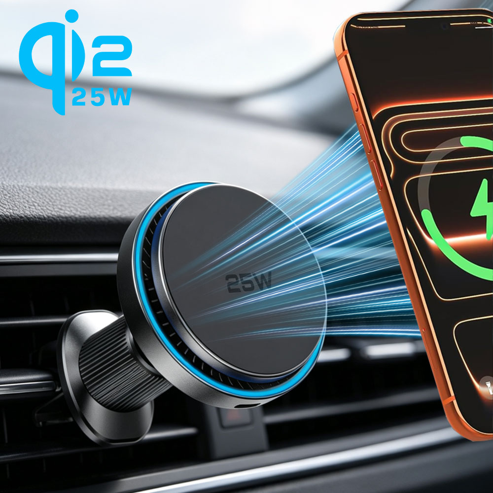 Car QI2 25W Magnetic Wireless  - Magnetic Phone Holder For Car Vent 评论和价格