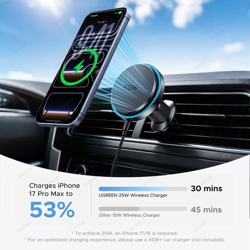 Car QI2 25W Magnetic Wireless  - Magnetic Phone Holder For Car Vent 评论和价格