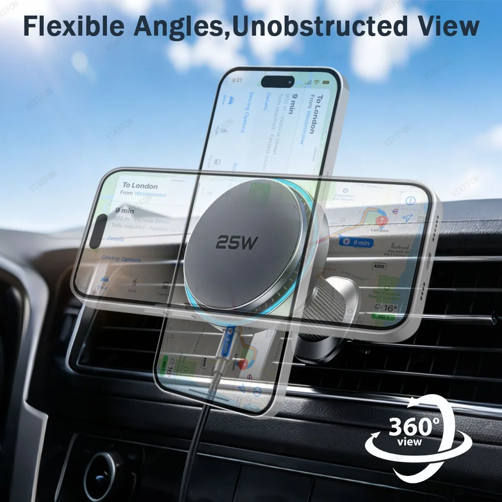 Car QI2 25W Magnetic Wireless  - Magnetic Phone Holder For Car Vent 评论和价格