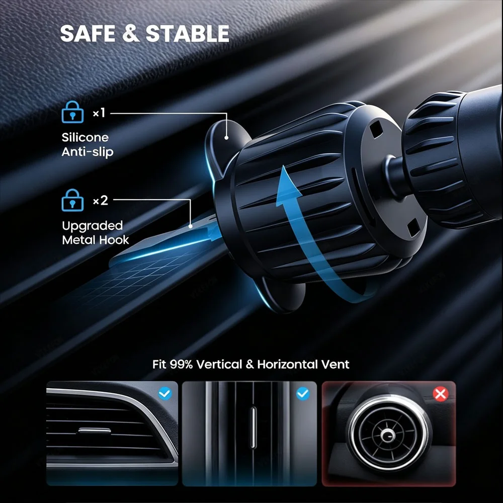 Car QI2 25W Magnetic Wireless  - Magnetic Phone Holder For Car Vent 评论和价格